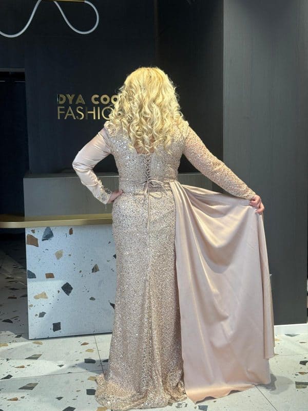Rochie Lunga Lux Crem DYA715 - imagine 7
