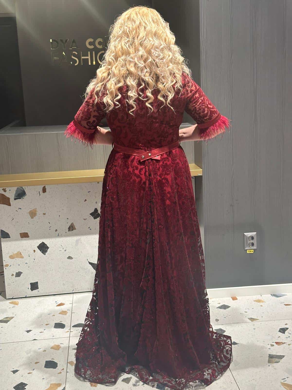 Rochie Lunga Visiniu DYA632 - imagine 5