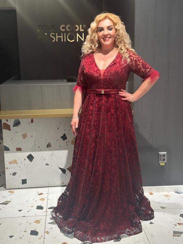Rochie Lunga Visiniu DYA632 - imagine 3