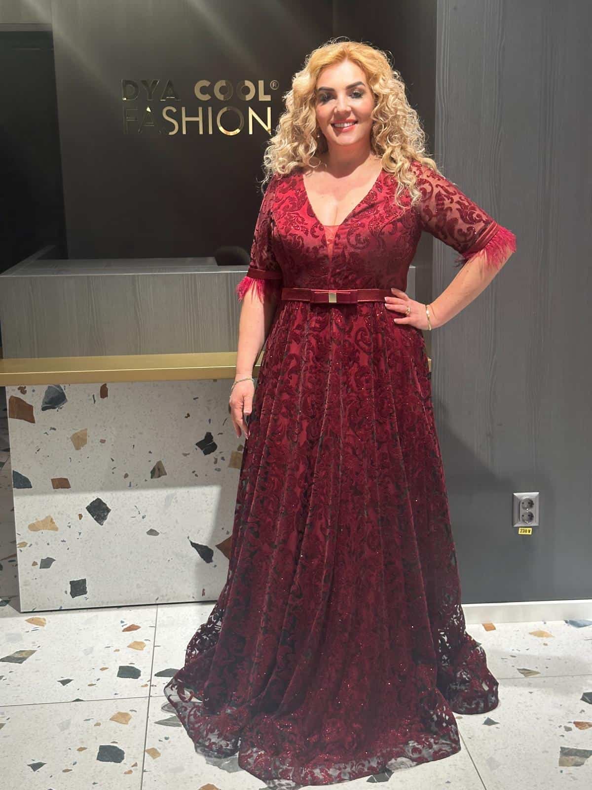 Rochie Lunga Visiniu DYA632 - imagine 3