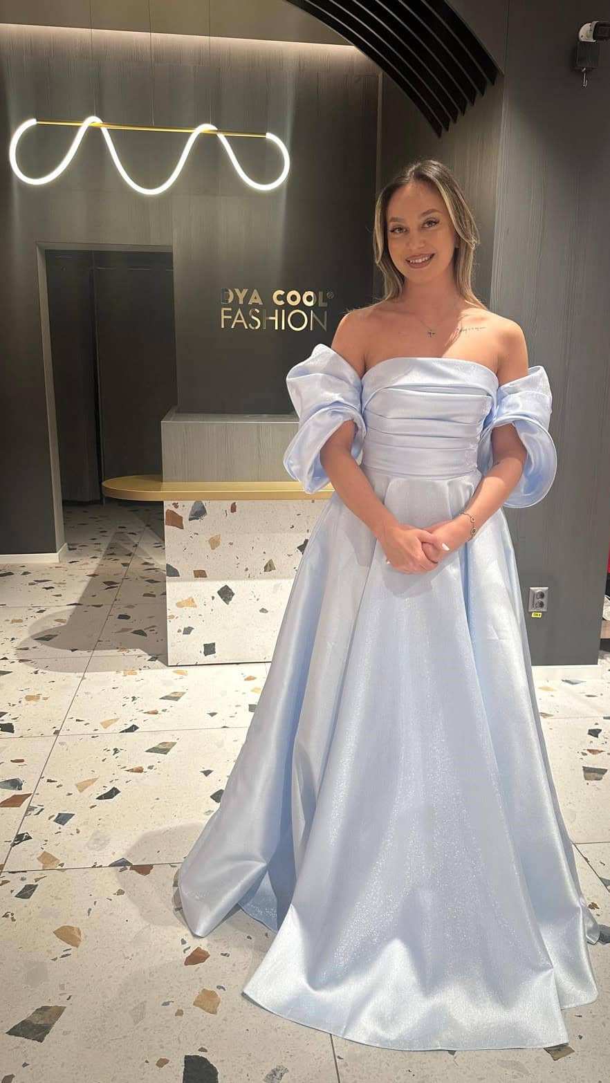 Rochie Lunga Princes Baby Blue DYA634 - imagine 3