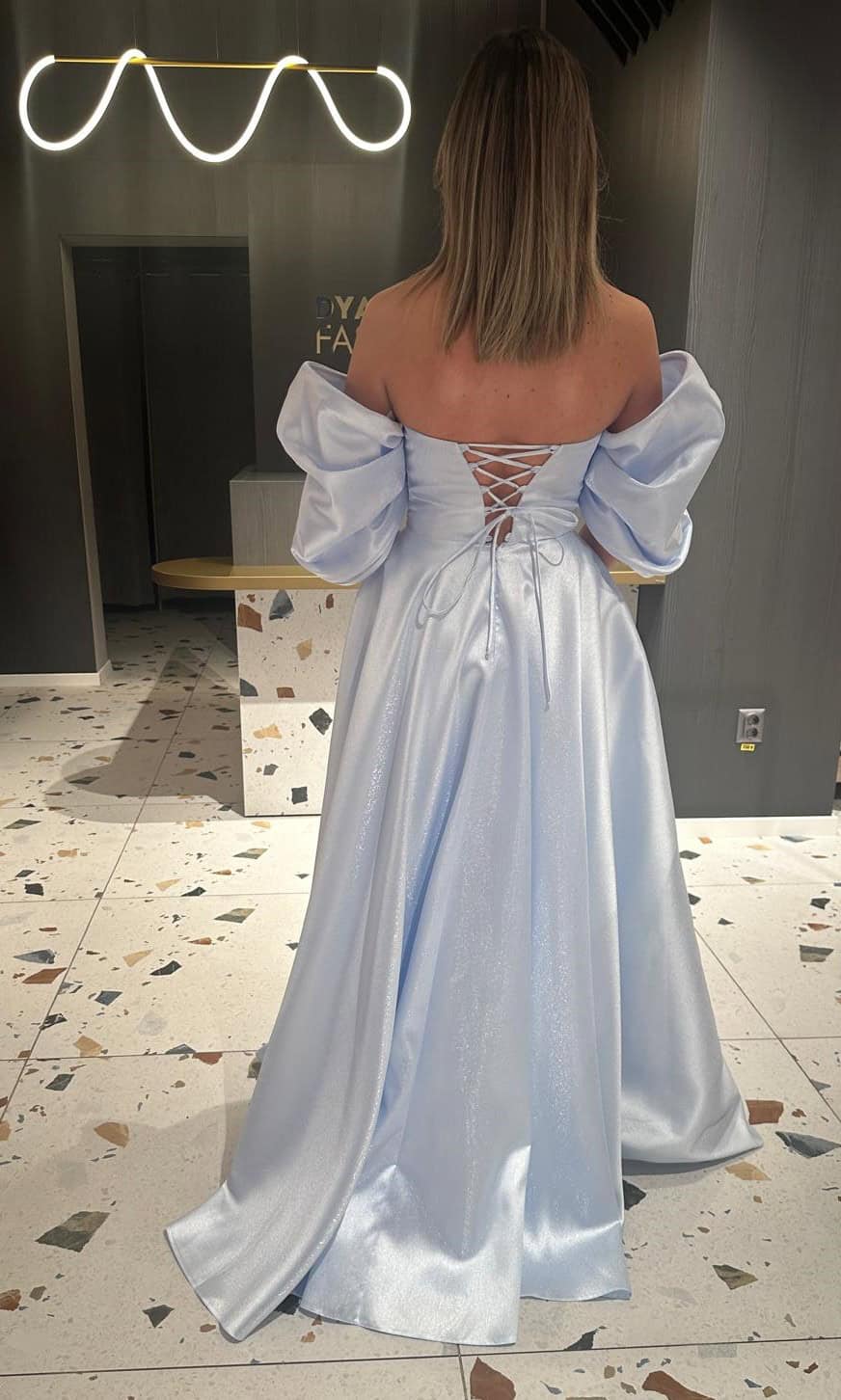 Rochie Lunga Princes Baby Blue DYA634 - imagine 4