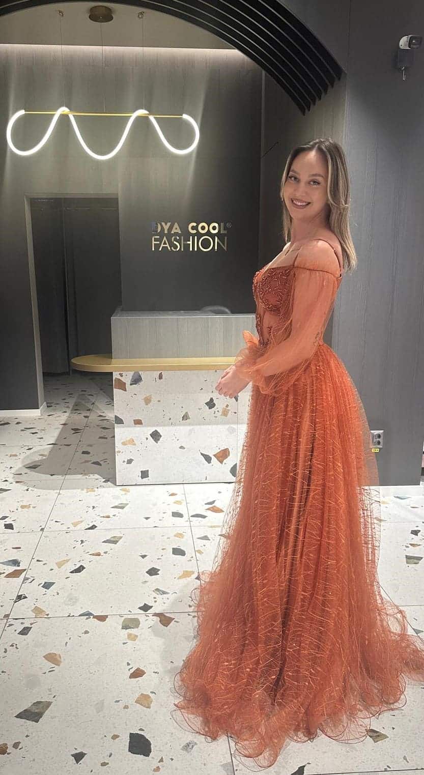 Rochie Lunga Caramiziu Mustar DYA649 - imagine 4