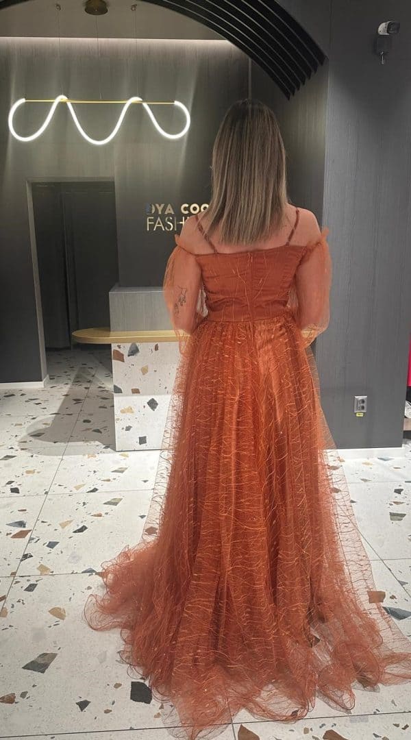 Rochie Lunga Caramiziu Mustar DYA649 - imagine 5
