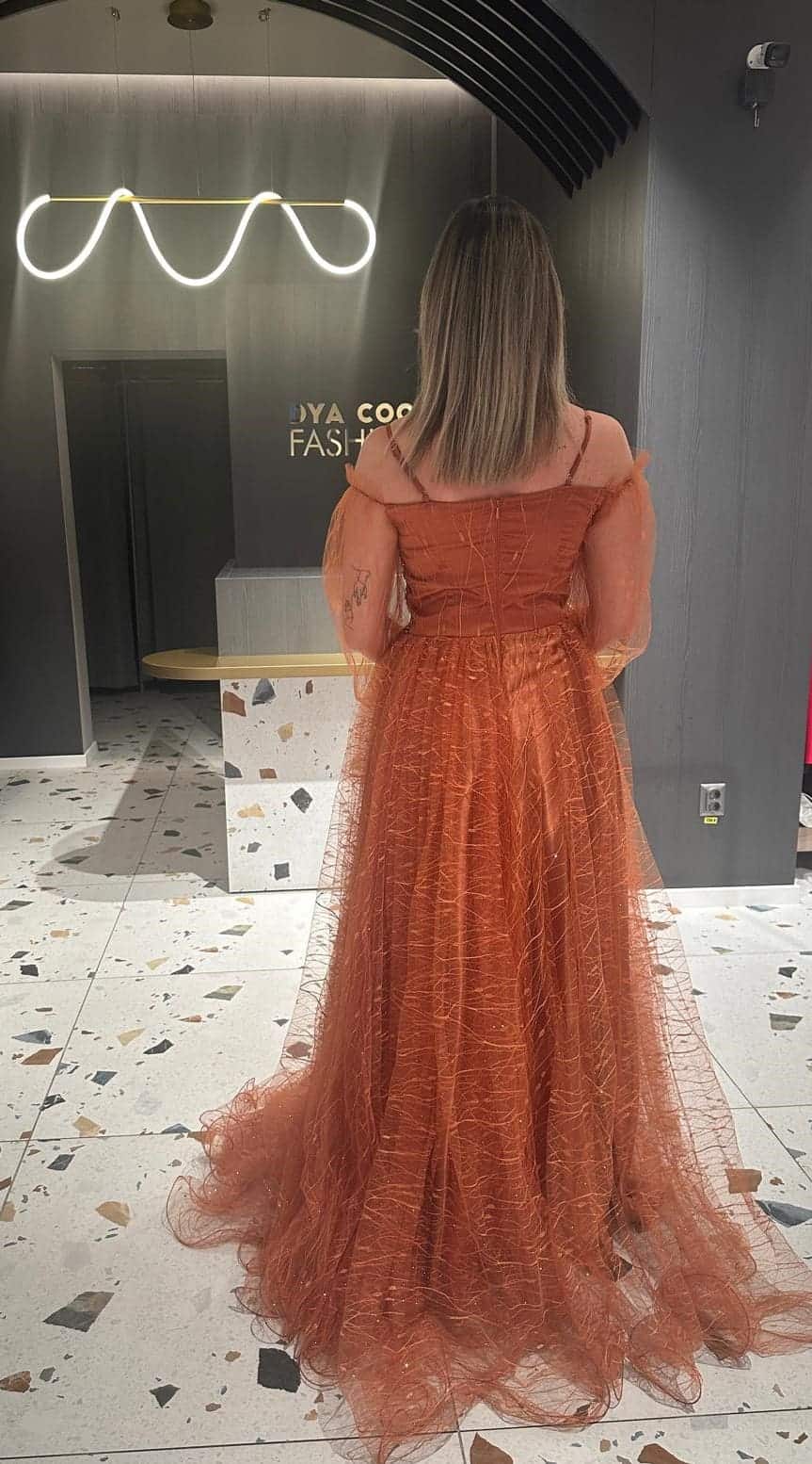 Rochie Lunga Caramiziu Mustar DYA649 - imagine 5