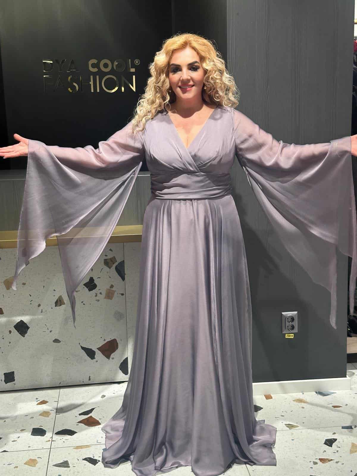 Rochie Lunga Flow Gri DYA652 - imagine 4