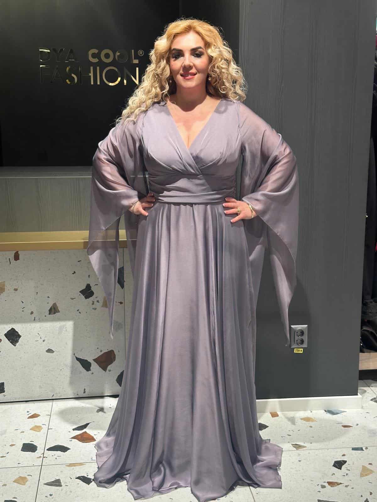 Rochie Lunga Flow Gri DYA652 - imagine 3