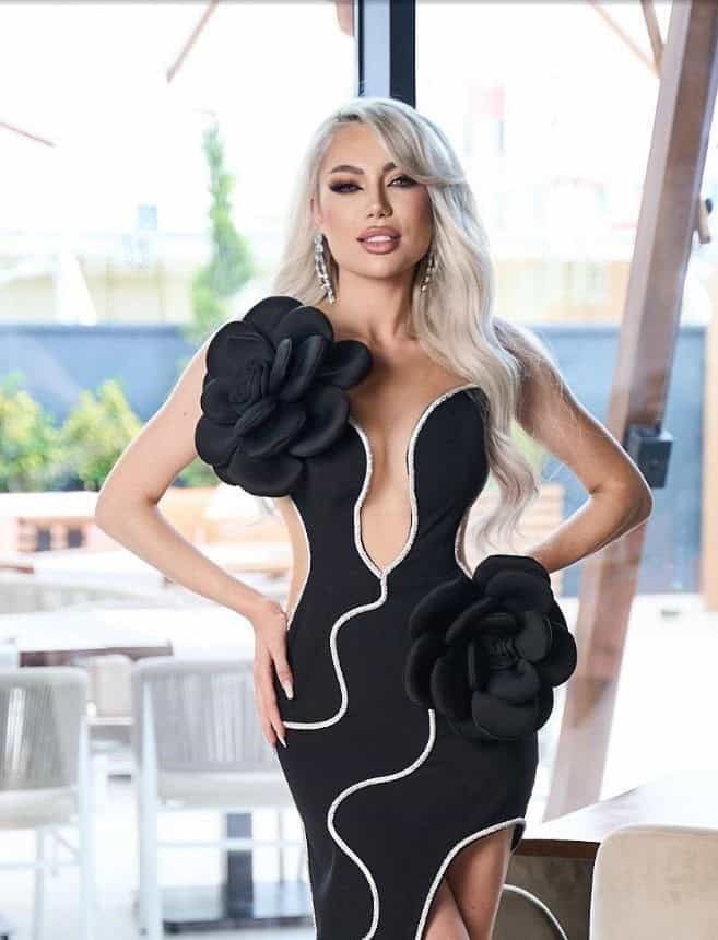 Rochie Neagra Lunga  Flower DYA655
