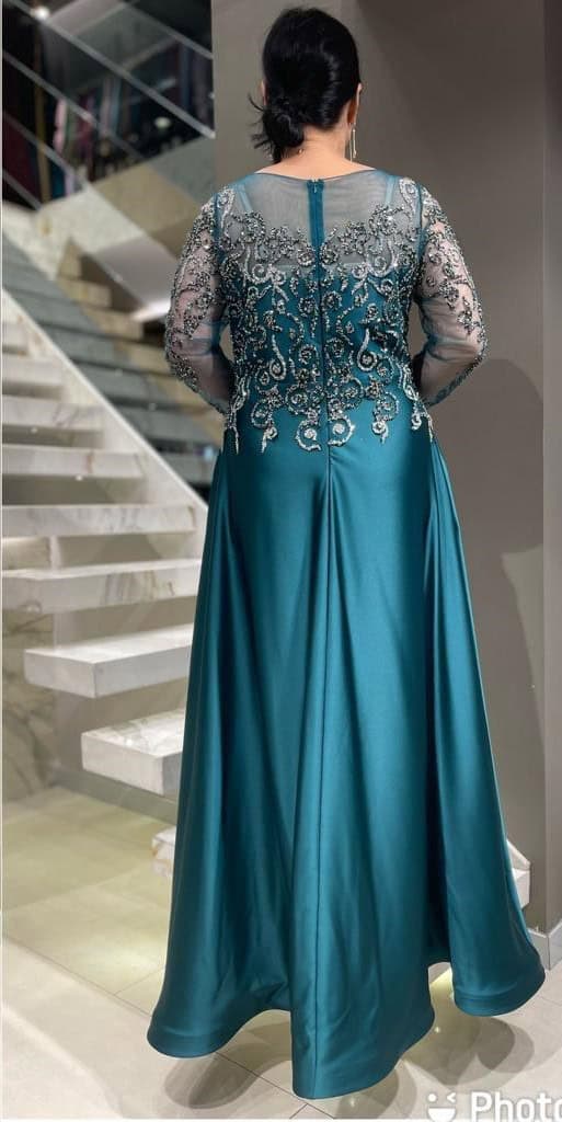 Rochie Lunga Verde cu Dantela DYA692 - imagine 4