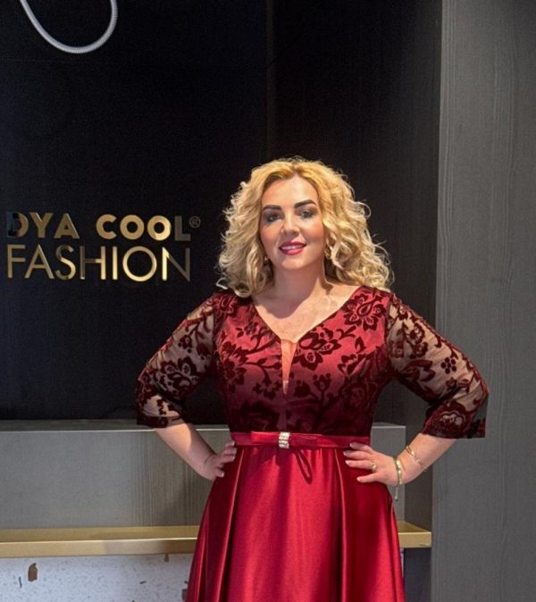 Rochie Lunga Rosu Model Floral DYA699