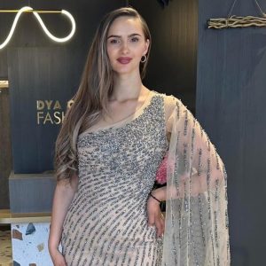 Rochie Lunga Nude cu Cristale  DYA713