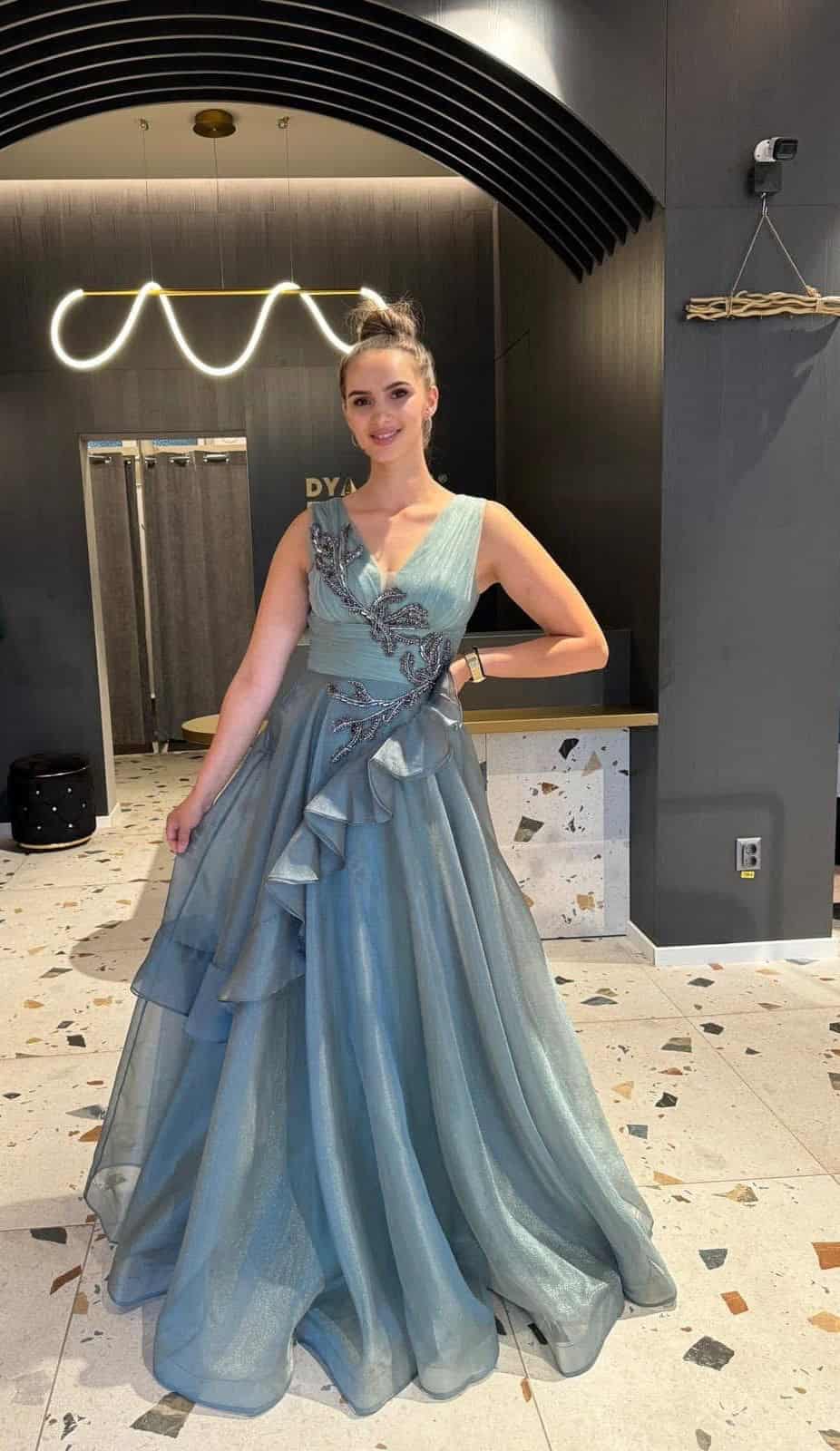 Rochie Lunga Turcoaz DYA721 - imagine 3