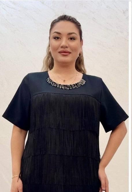 Rochie Midi Negru cu Franjuri DYA731