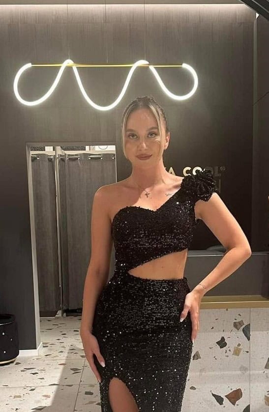 Rochie Lunga Negru cu Paiete DYA735