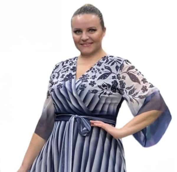 Rochie Midi Bicolor Bleumarin-Alb DYA744