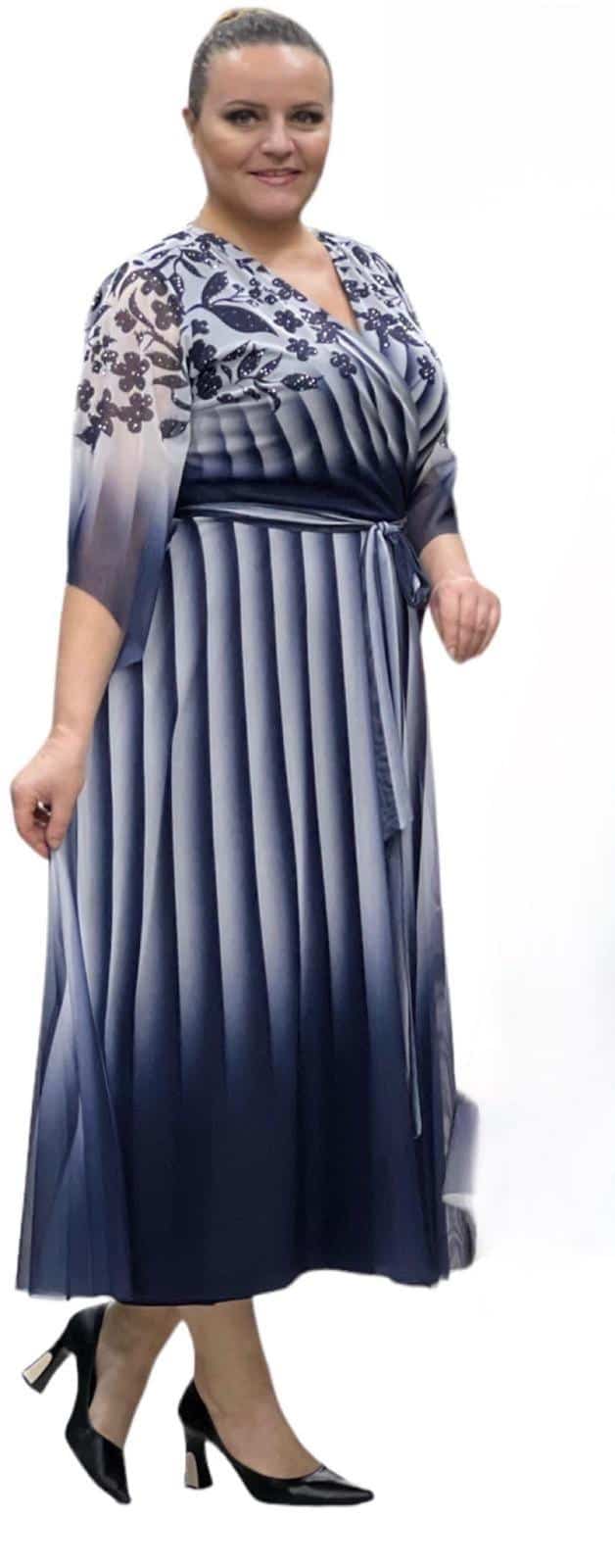 Rochie Midi Bicolor Bleumarin-Alb DYA744 - imagine 3