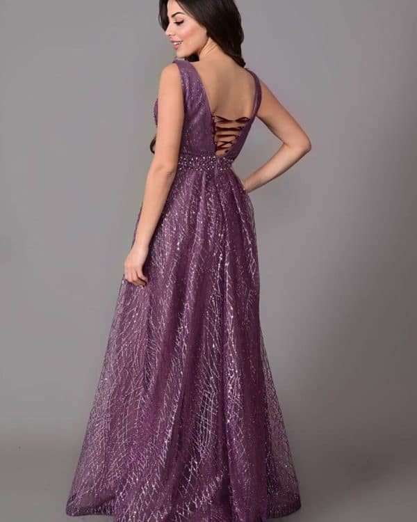 Rochie Lunga Mov DYA745 - imagine 4