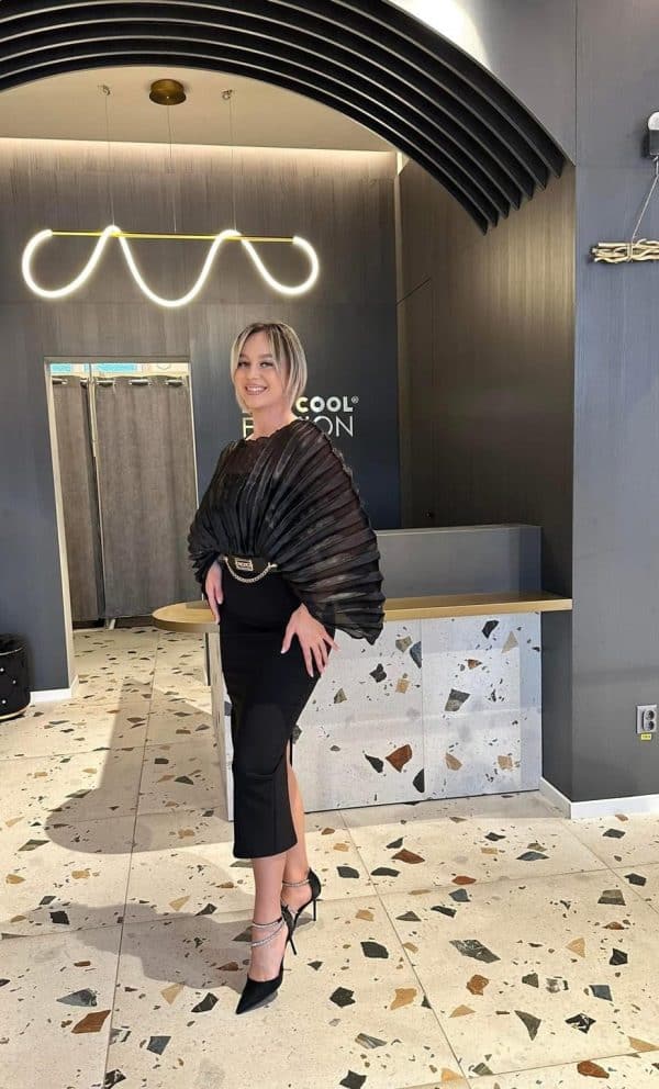 Rochie Midi Negru Evantai DYA747 - imagine 3