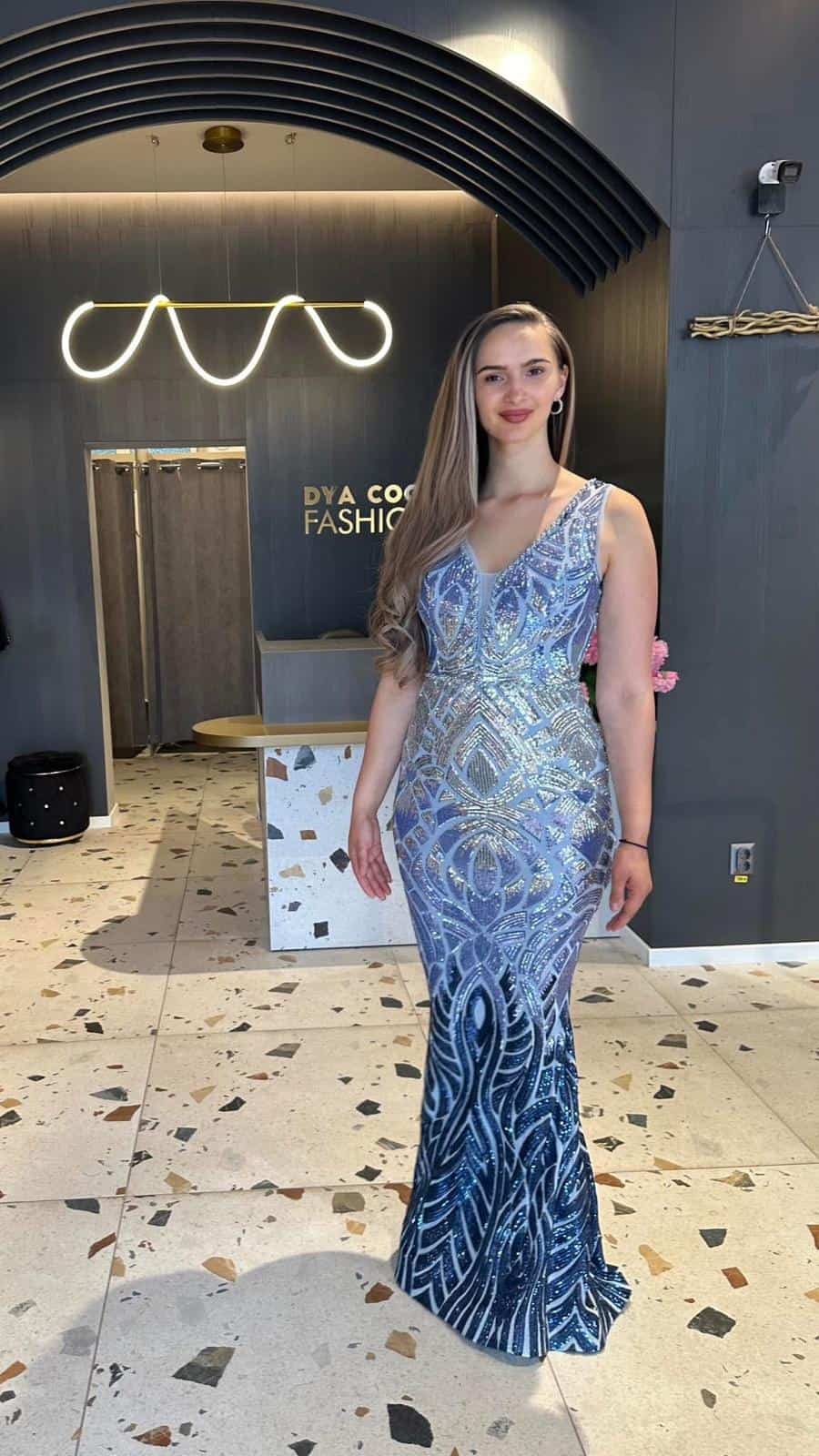 Rochie Lunga Albastru Degrade DYA748 - imagine 4