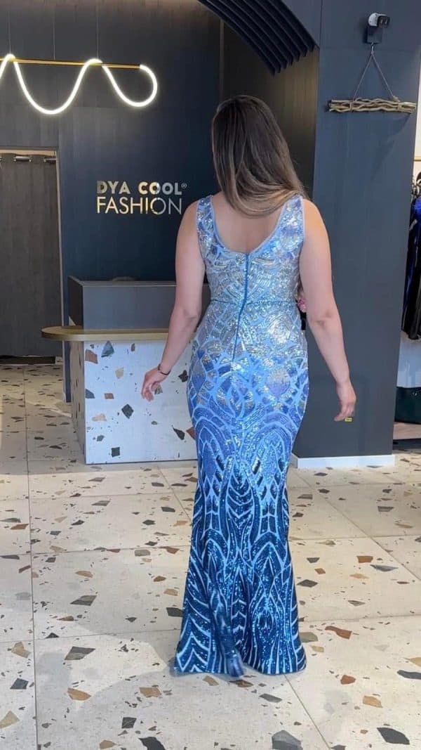 Rochie Lunga Albastru Degrade DYA748 - imagine 5