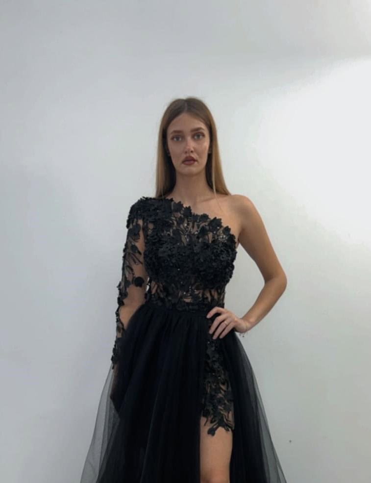 Rochie Lunga Negru Tull DYA785