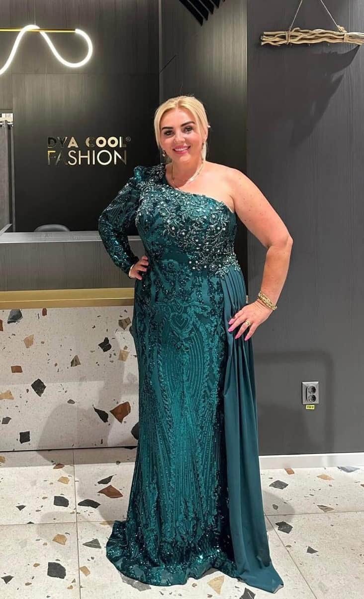 Rochie Lunga Lux Verde DYA737 - imagine 4