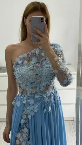 Rochie Iris Albastru Baby Blue - imagine 3