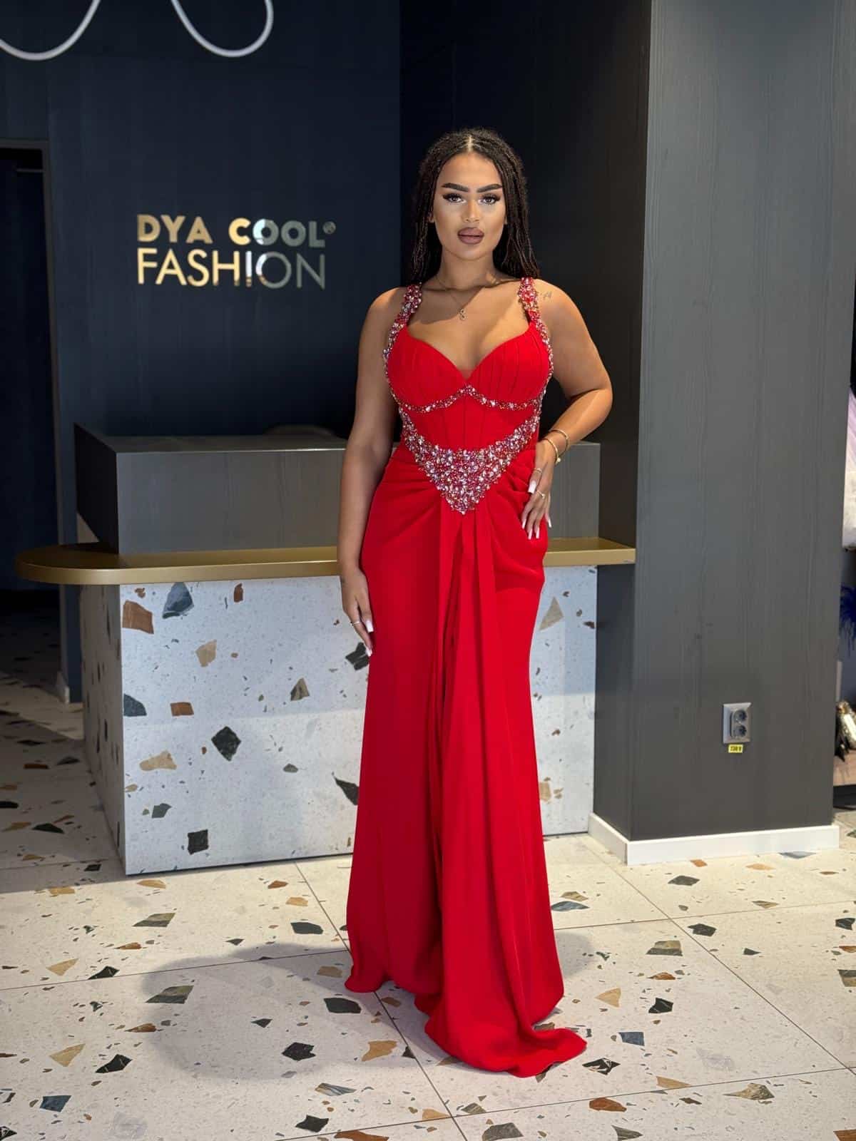 Rochie Lungă Lux Rosu DYA834