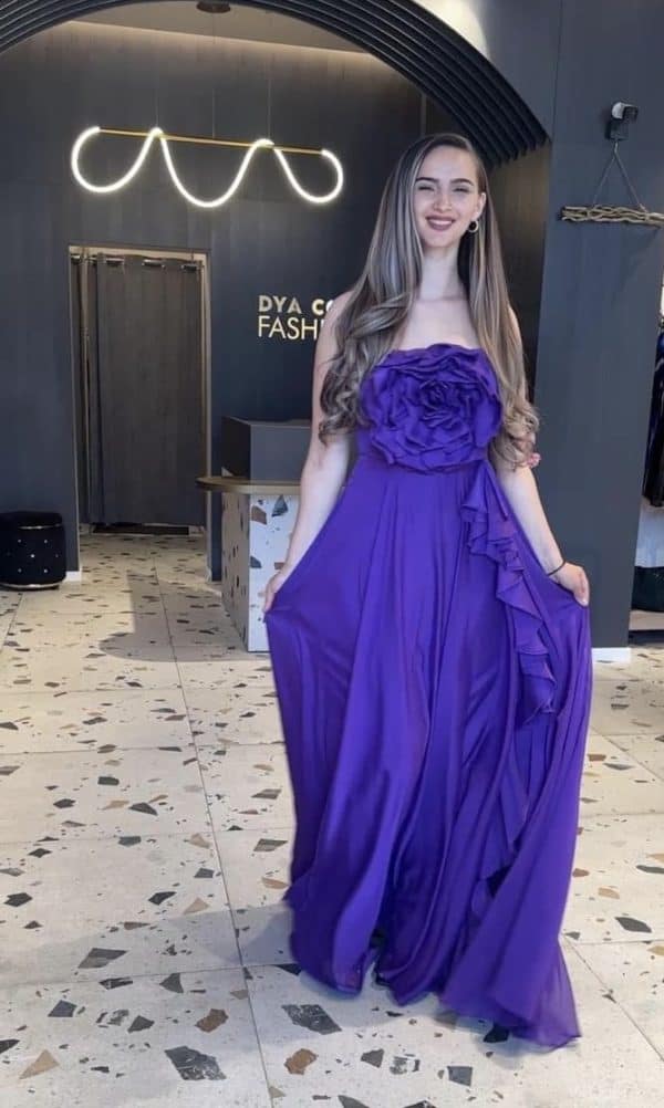 Rochie Lungă Violet Flower DYA813 - imagine 4