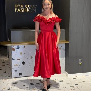 Rochie Midi Rosu Flower DYA822