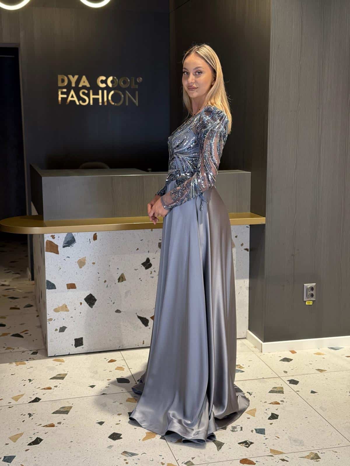 Rochie Lux Gri DYA833 - imagine 3