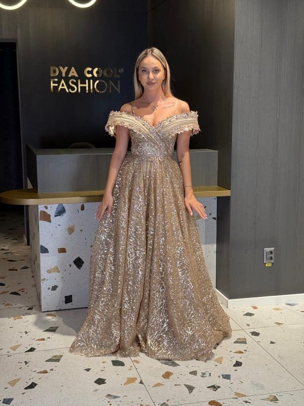 Rochie Lux Eleganta Gold DYA811 - imagine 2