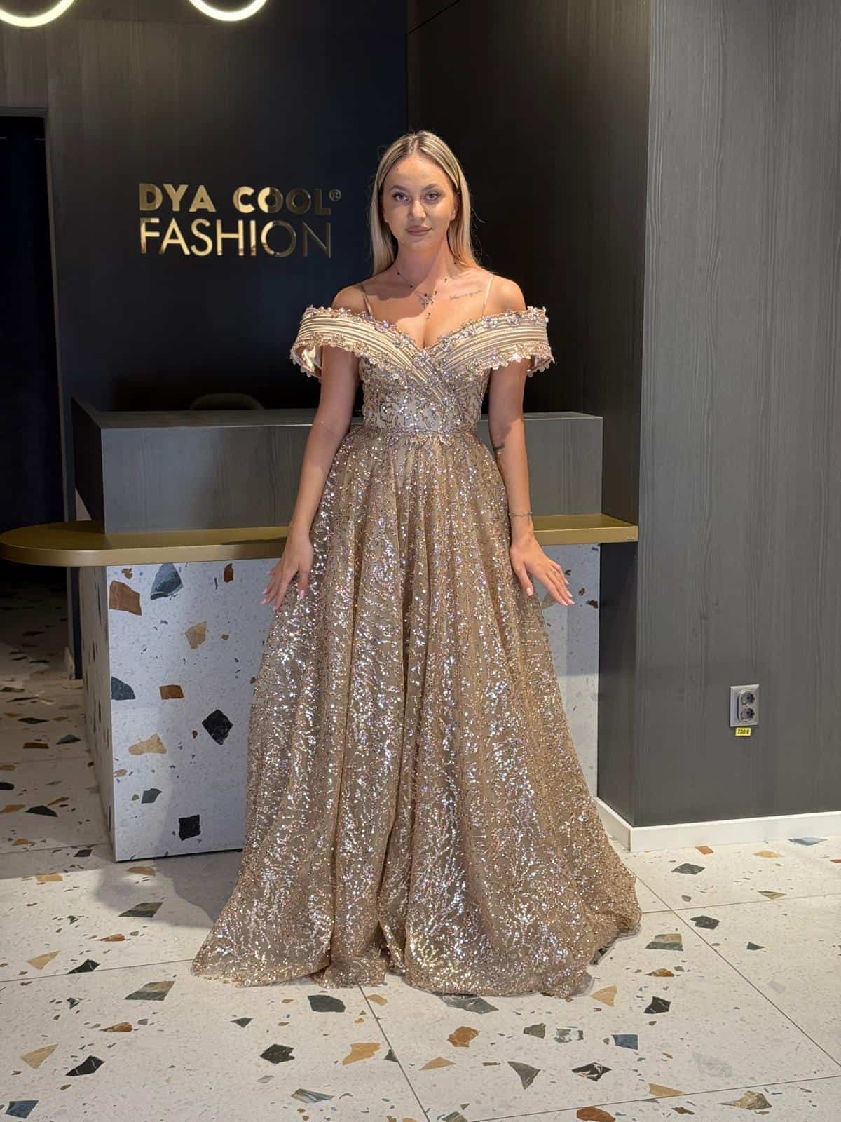 Rochie Lux Eleganta Gold DYA811 - imagine 2