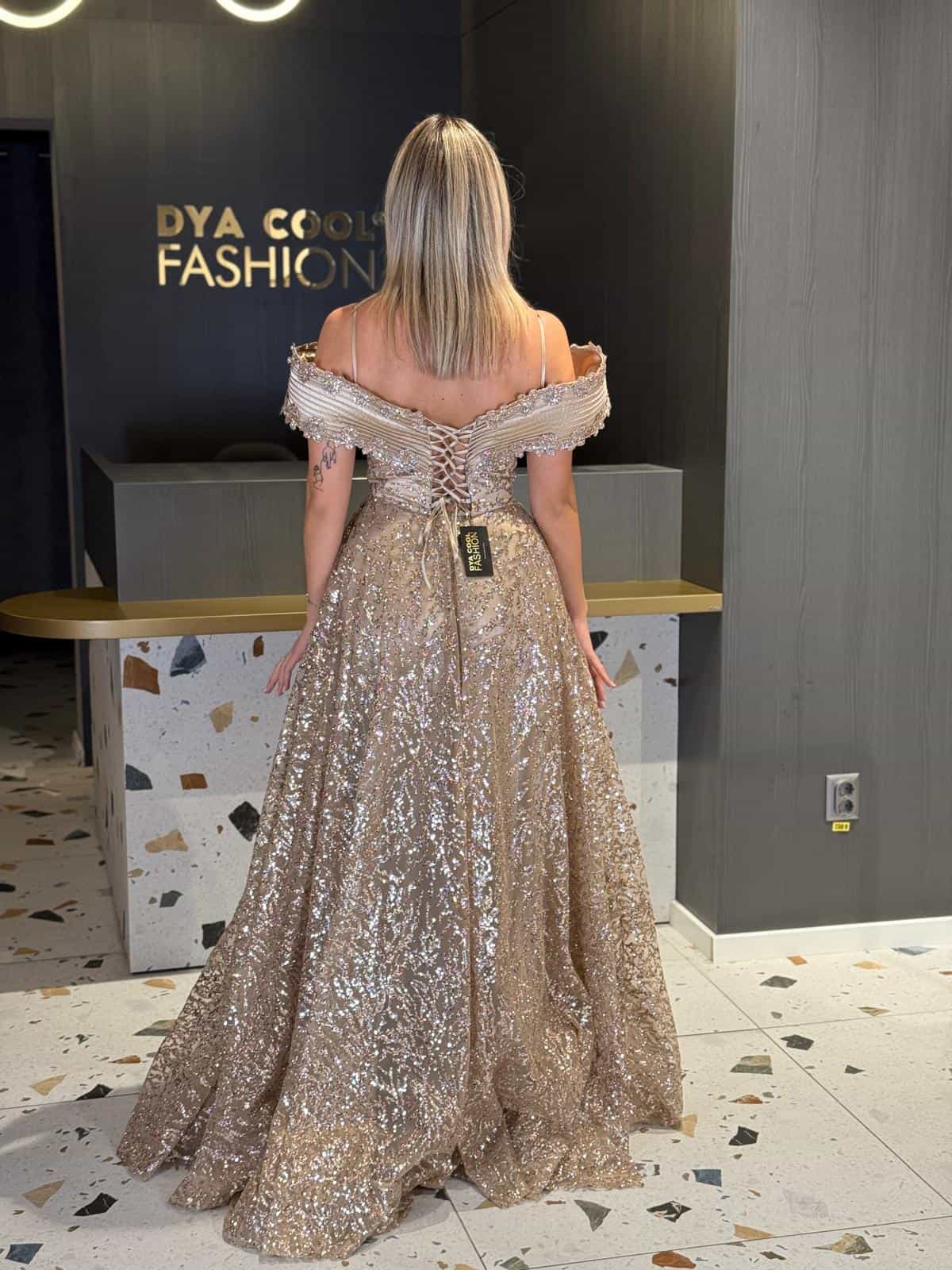 Rochie Lux Eleganta Gold DYA811 - imagine 3