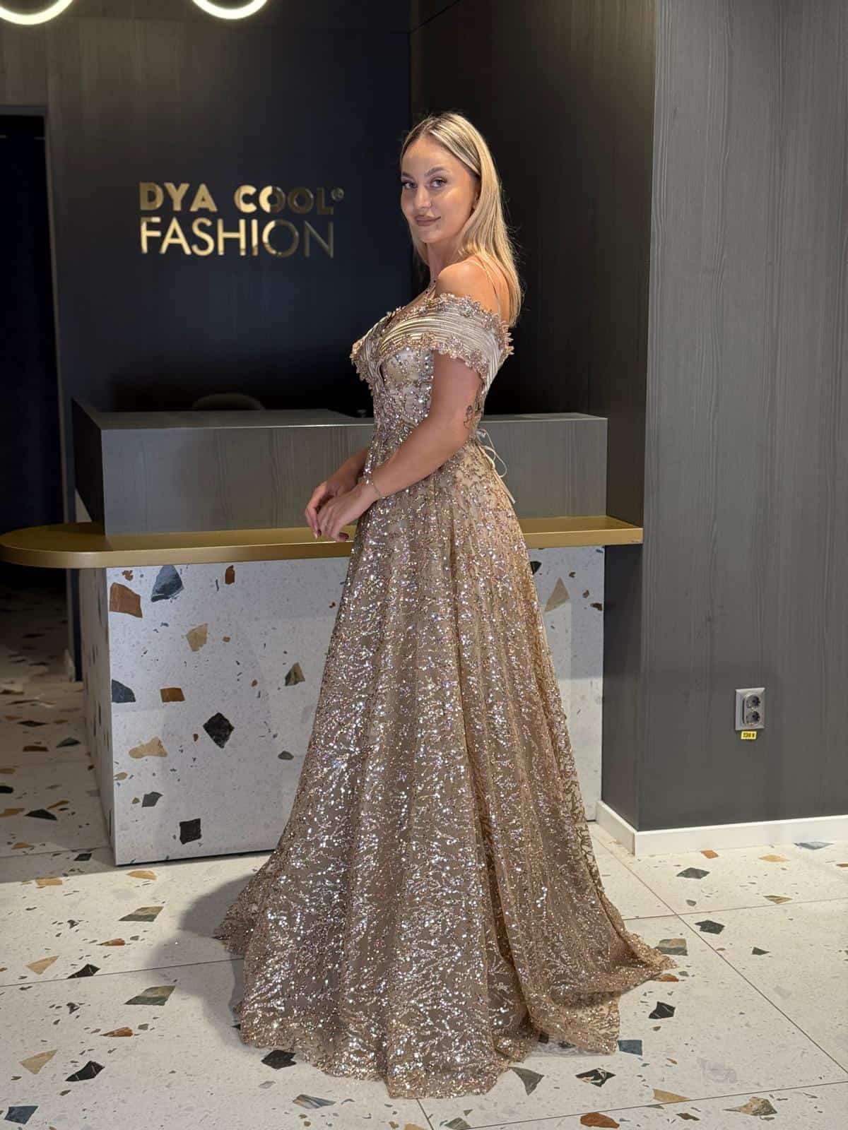 Rochie Lux Eleganta Gold DYA811 - imagine 4