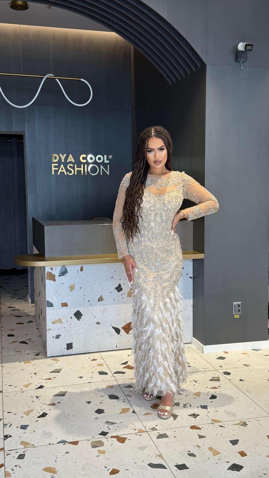 Rochie Lunga Lux Alb Ivoire DYA840 - imagine 2