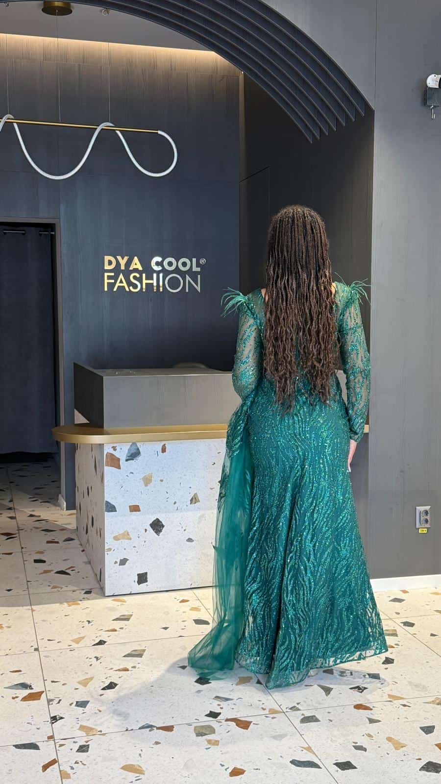Rochie Lunga Lux Verde DYA842 - imagine 3