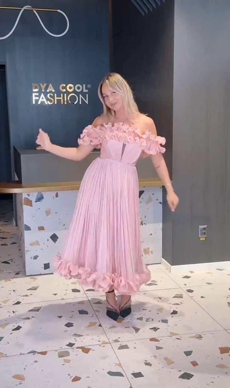 Rochie Midi Eleganta Volane si Pliuri  DYA917 - imagine 7