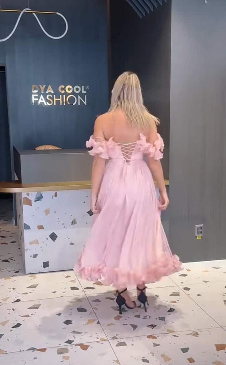 Rochie Midi Eleganta Volane si Pliuri  DYA917 - imagine 6