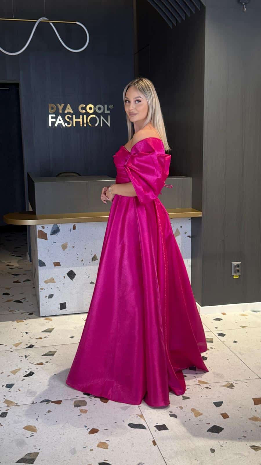 Rochie Lunga Princess Fuxia DYA896 - imagine 6