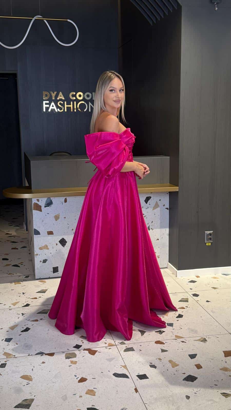 Rochie Lunga Princess Fuxia DYA896 - imagine 2
