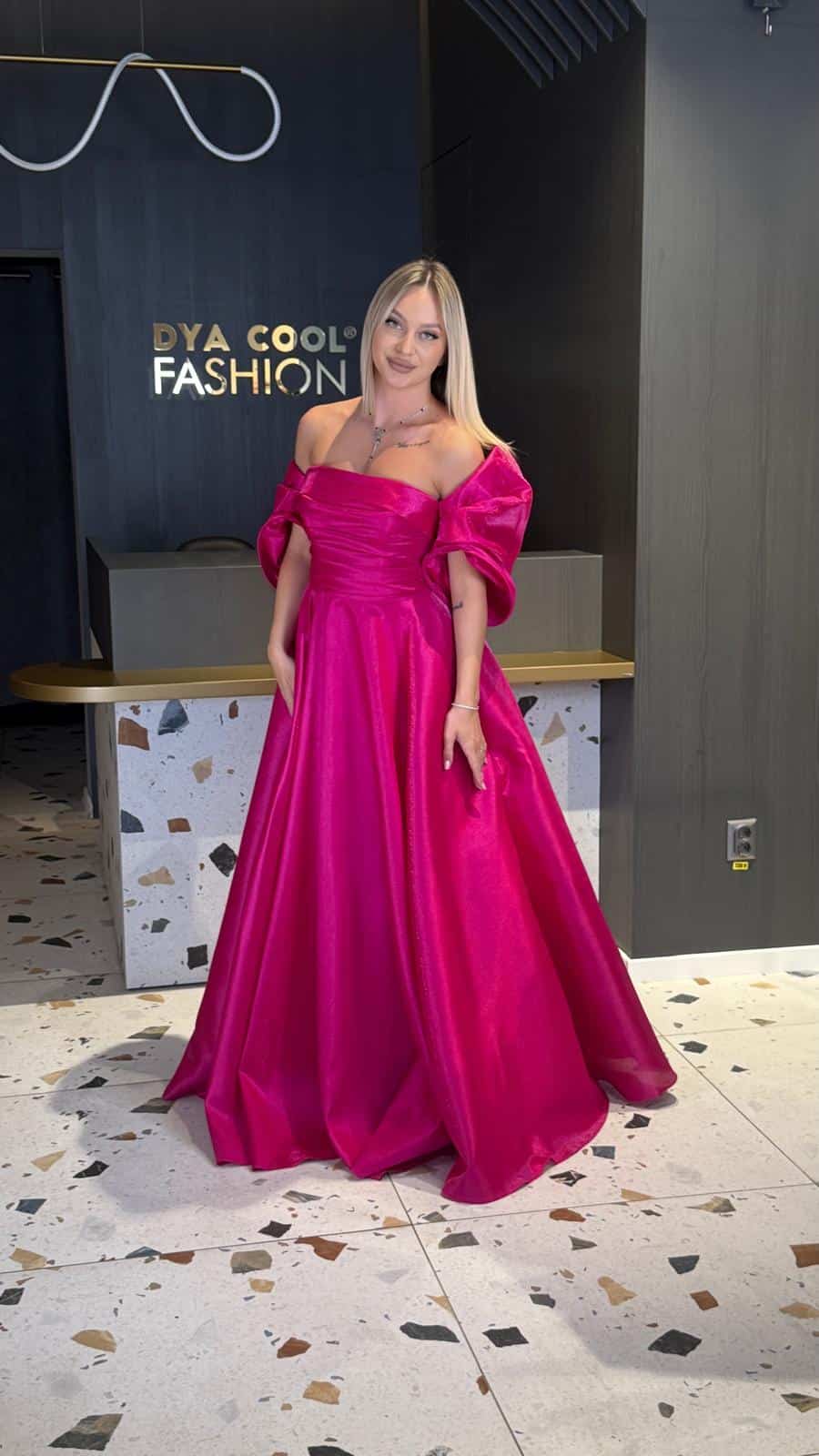 Rochie Lunga Princess Fuxia DYA896 - imagine 3