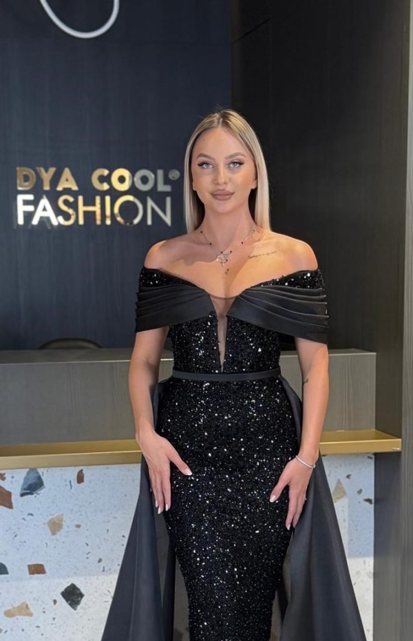 Rochie Lunga  Lux Negru cu Trena DYA899