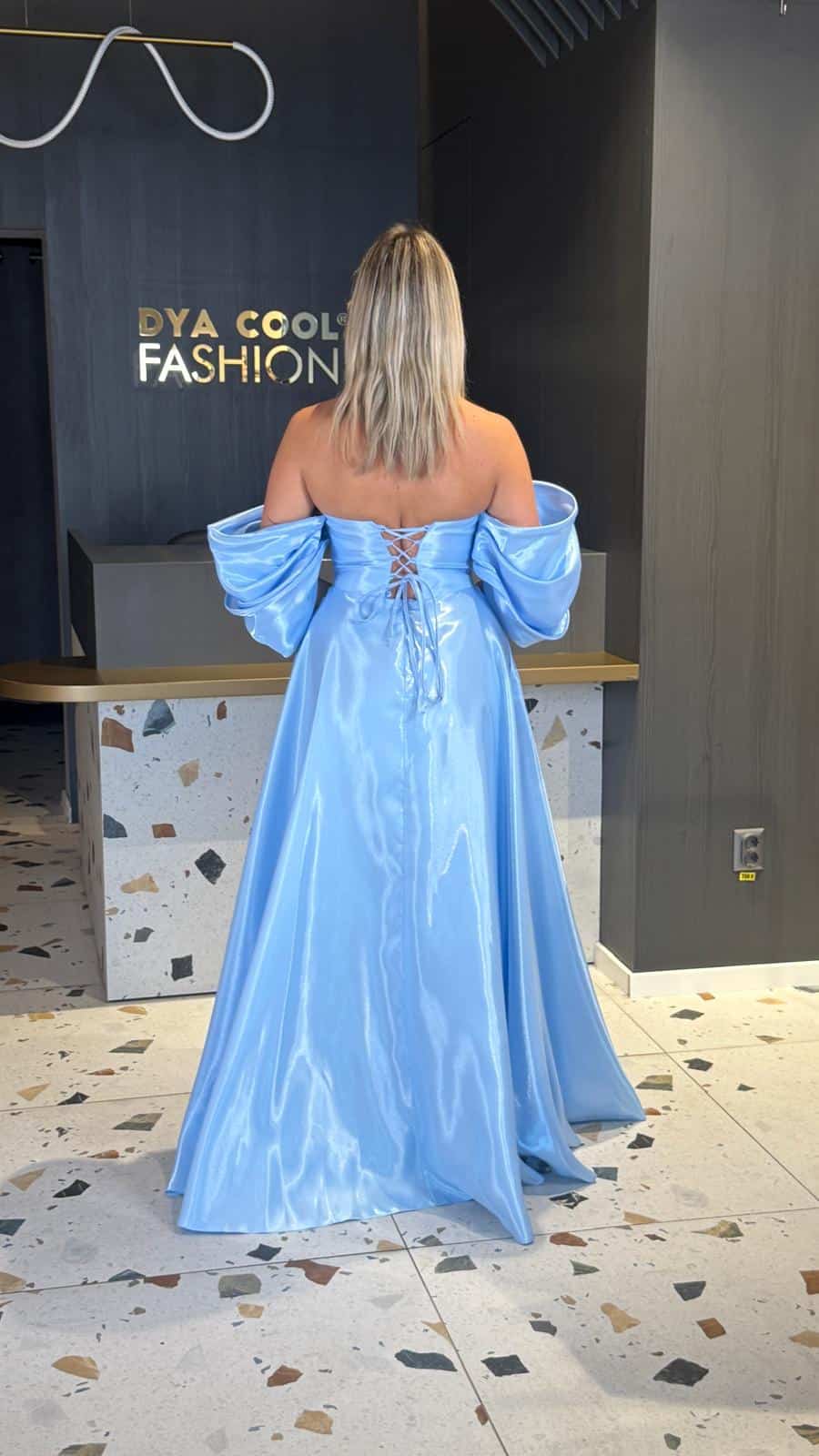 Rochie Lunga Albastru Baby-Blue Princess DYA913 - imagine 5
