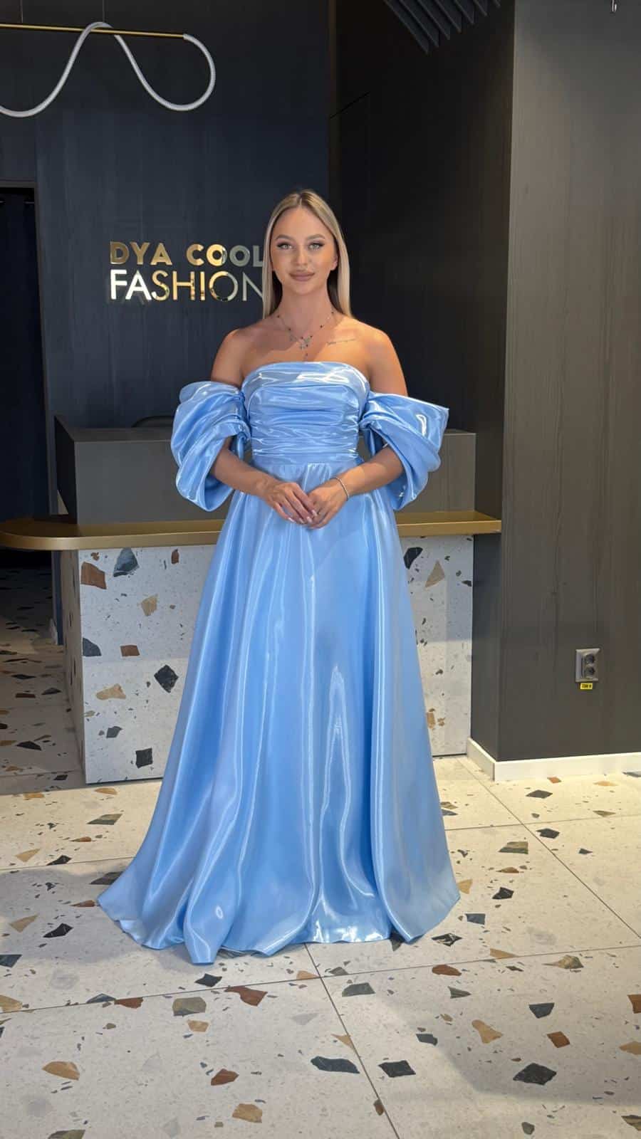 Rochie Lunga Albastru Baby-Blue Princess DYA913 - imagine 2