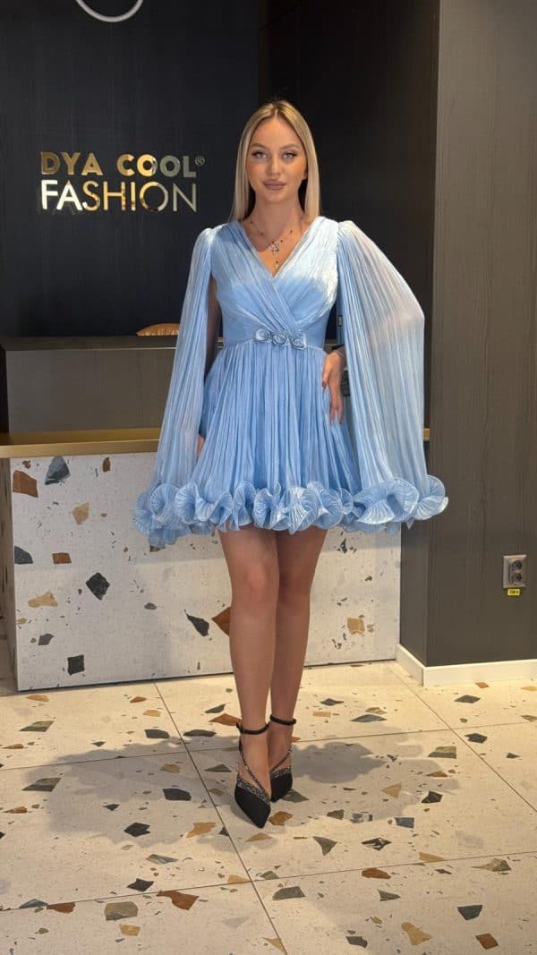 Rochie Scurta Albastru Baby-Blue DYA915 - imagine 4