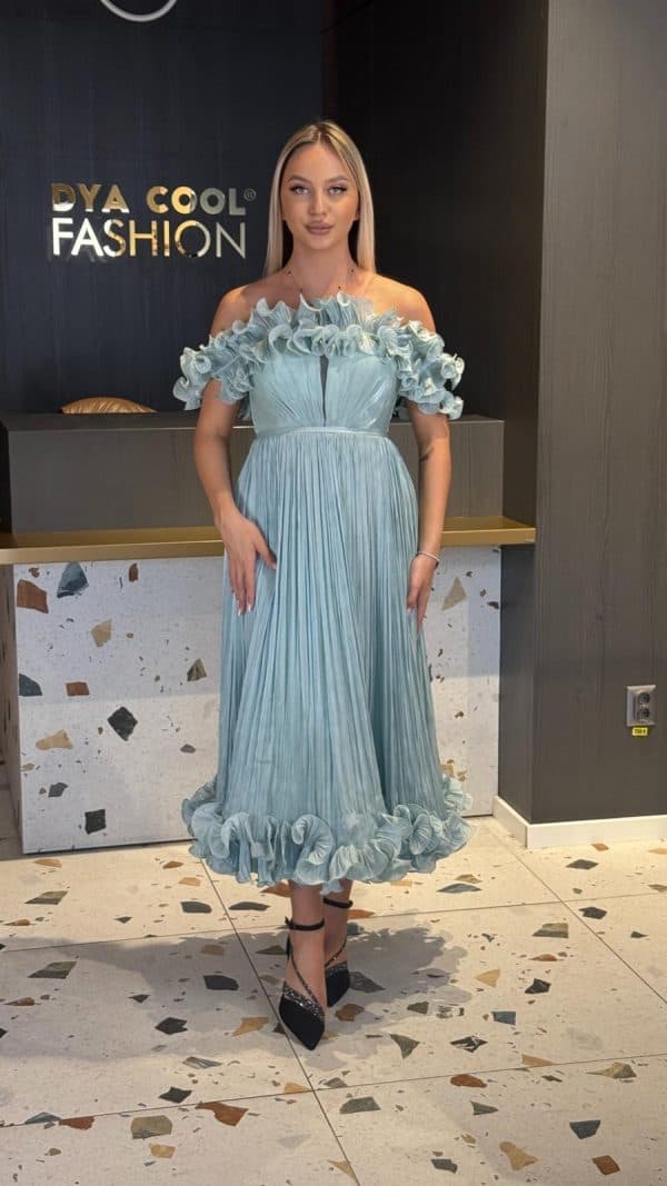 Rochie Midi Eleganta Volane si Pliuri  DYA917 - imagine 3