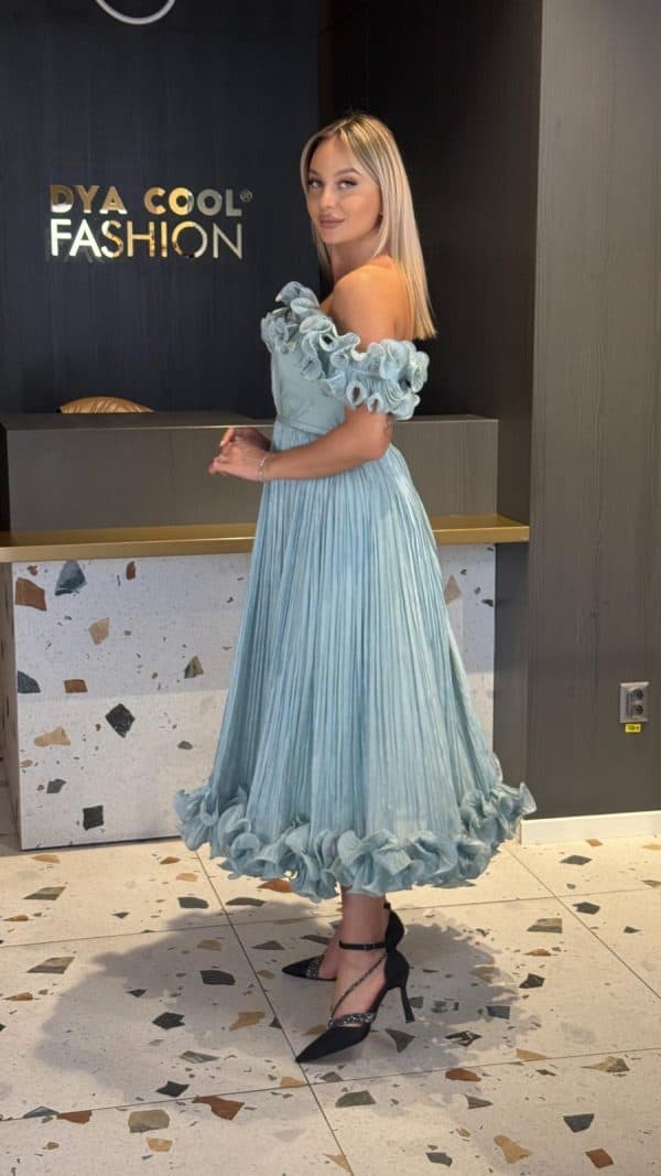 Rochie Midi Eleganta Volane si Pliuri  DYA917 - imagine 2
