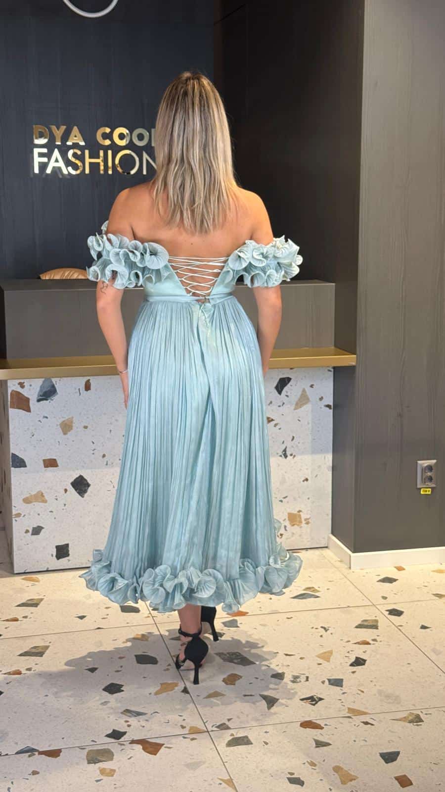Rochie Midi Eleganta Volane si Pliuri  DYA917 - imagine 5