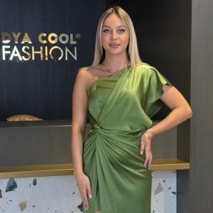 Rochie Lunga Tafta Fistic si Fuxia DYA918